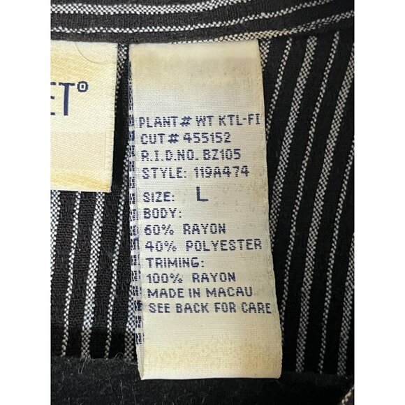 Koret Top L Black Striped Beaded Artsy Boho Western Vtg Granny 80s Classic Retro - Picture 3 of 16